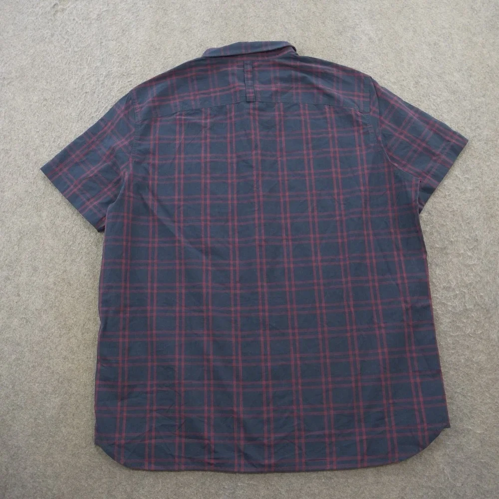 The North Face Shirt Mens Extra Large Blue Red Button Up Plaid Short Sleeve